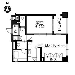 リーガル京都御所東 1LDKの間取図画像