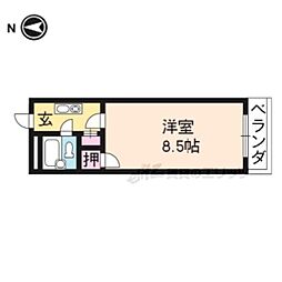 ホワイトリバー千栄 1Kの間取図画像