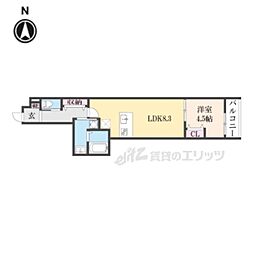 LaFiteSHIMOGAMO 1LDKの間取図画像