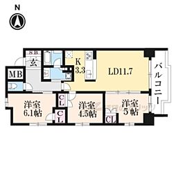 シエリア京都四条河原町 3LDKの間取図画像