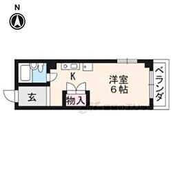 パルハイツ麻田 1Kの間取図画像