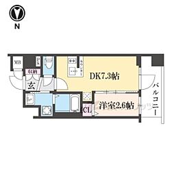 アクアプレイス京都千本丸太町 1DKの間取図画像