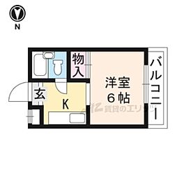 コーポバード1 1Kの間取図画像