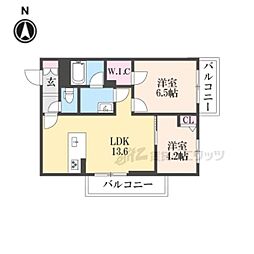 シャーメゾン ディーノヴノー 2LDKの間取図画像