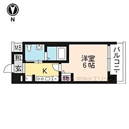 エストーネ京都二条 1Kの間取図画像