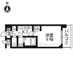 プレサンス京都五条天使突抜 1Kの間取図画像