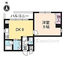 シャルマン岡崎 1DKの間取図画像
