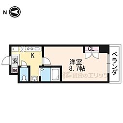 アンボワーズ 1Kの間取図画像