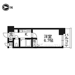 エステムコート京都駅前KOTO 1Kの間取図画像