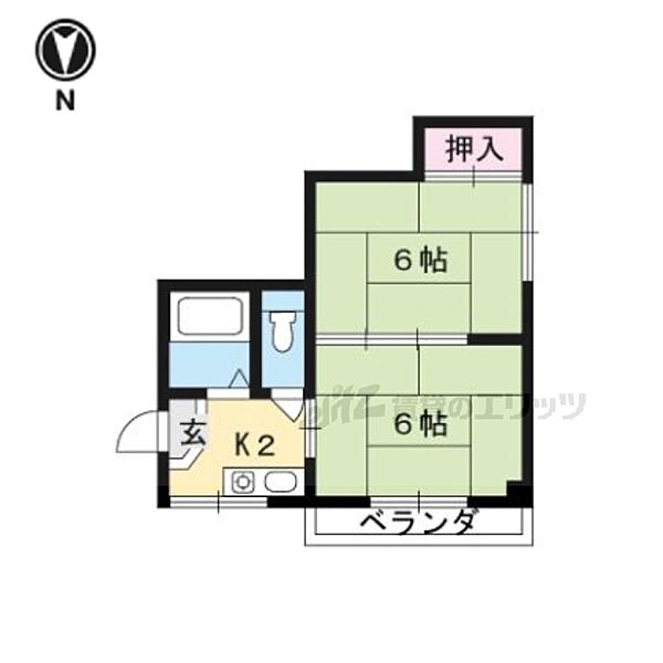 錦山ハイム 101｜京都府京都市左京区浄土寺真如町(賃貸アパート2K・1階・29.16㎡)の写真 その2