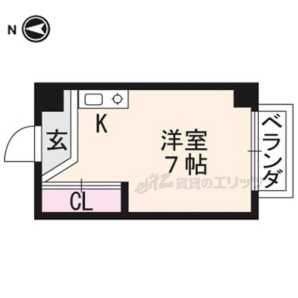 洛水コーポ北棟 555｜京都府京都市左京区田中高原町(賃貸マンション1R・4階・13.00㎡)の写真 その2