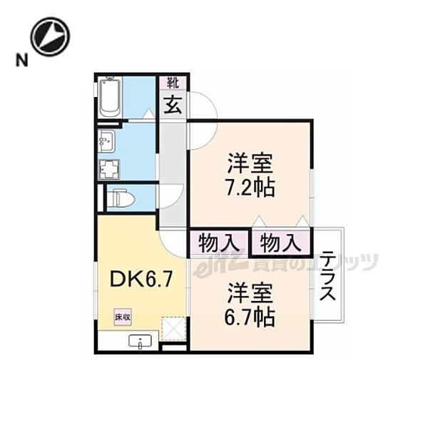 パインフォレストＢ棟 101｜滋賀県彦根市西今町(賃貸アパート2DK・1階・47.83㎡)の写真 その2