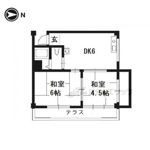 ロイヤルマンション 101｜京都府京都市山科区上花山坂尻(賃貸マンション2DK・1階・48.00㎡)の写真 その2