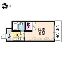 山本マンション 2階1Kの間取り