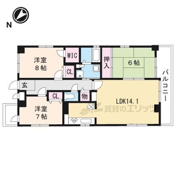 滋賀県野洲市冨波乙(賃貸マンション3LDK・4階・87.44㎡)の写真 その2