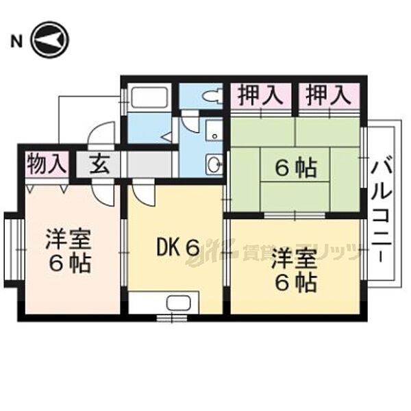 セジュールシャルマン 206｜滋賀県守山市播磨田町(賃貸アパート3DK・2階・53.66㎡)の写真 その2