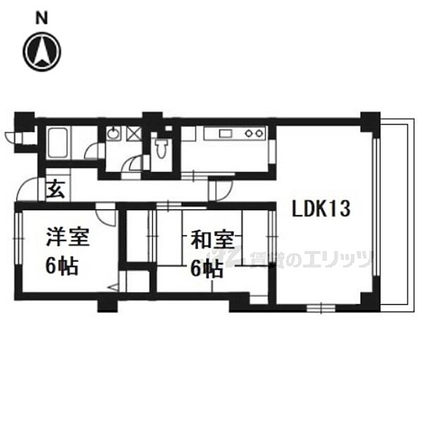 ガーデンプレイス寺岡 207｜京都府京都市山科区西野岸ノ下町(賃貸マンション2LDK・2階・63.09㎡)の写真 その2