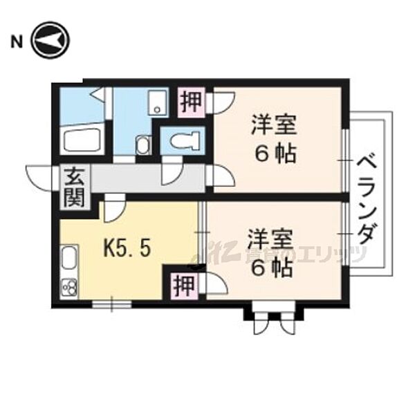 京都府京都市伏見区深草大亀谷西久宝寺町(賃貸アパート2DK・2階・41.68㎡)の写真 その2