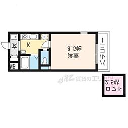 サンフェスタ東福寺B棟 1Kの間取図画像