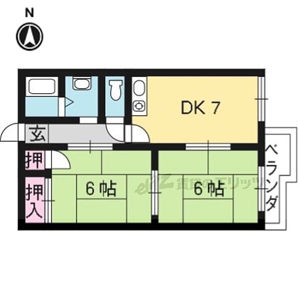 ハイム安祥 202｜京都府京都市山科区西野今屋敷町(賃貸アパート2DK・2階・44.28㎡)の写真 その2