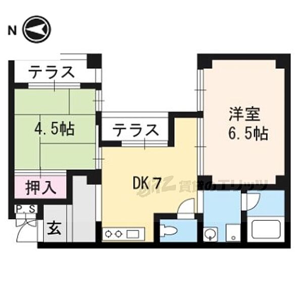 京都府京都市山科区勧修寺西金ケ崎(賃貸マンション2DK・2階・35.64㎡)の写真 その2