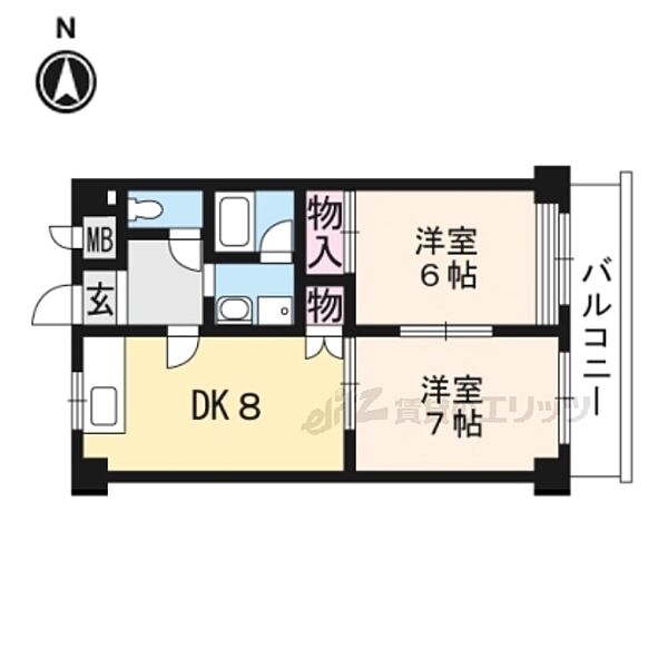 CREST音羽 203｜京都府京都市山科区音羽乙出町(賃貸マンション2LDK・2階・49.68㎡)の写真 その2