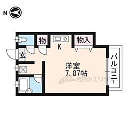メゾン岩佐 1Kの間取図画像