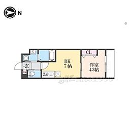 ARCA山科 5階1DKの間取り