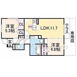 メゾンソレイユ 1階2LDKの間取り