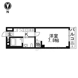 フラッティ京都十条 5階1Kの間取り