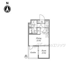 VINA山科WEST 1階1DKの間取り