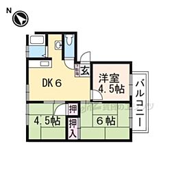 JR東海道・山陽本線 膳所駅 徒歩20分の賃貸アパート 2階3DKの間取り