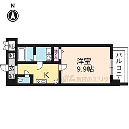 京阪本線 藤森駅 徒歩7分の賃貸マンション 7階1Kの間取り