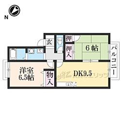 JR東海道・山陽本線 瀬田駅 徒歩12分の賃貸アパート 2階2LDKの間取り