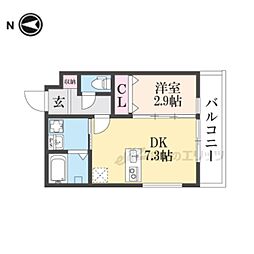 FORT SAKURA椥辻 1階1LDKの間取り
