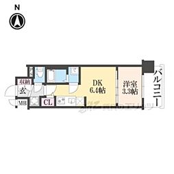 プレサンス十条凛華 3階1DKの間取り