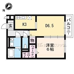JR東海道・山陽本線 石山駅 徒歩20分の賃貸アパート 2階1LDKの間取り