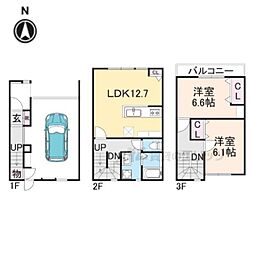 南滋賀BASE 2LDKの間取図画像