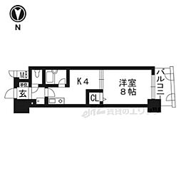 阪急京都本線 京都河原町駅 徒歩3分の賃貸マンション 10階1DKの間取り