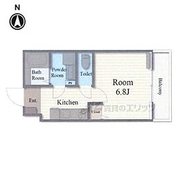 京都地下鉄東西線 椥辻駅 徒歩6分の賃貸アパート 2階1Kの間取り