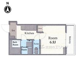 京都地下鉄東西線 椥辻駅 徒歩6分の賃貸アパート 3階1Kの間取り