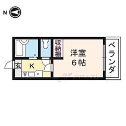 タウンズ・ホワイト 1Kの間取図画像