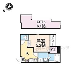 ハーモニーテラス栗栖野華ノ木町 1Kの間取図画像