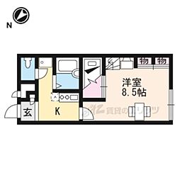 レオパレス比叡 1Kの間取図画像