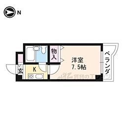 四ノ宮コート 1Kの間取図画像