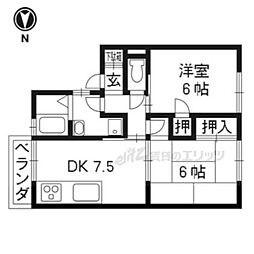 ハイツ木村 2DKの間取図画像