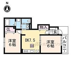 アルモニー比叡 2DKの間取図画像