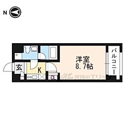 プレサンスNEO京都烏丸 1Kの間取図画像