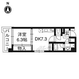 サルタル大和大路 1DKの間取図画像