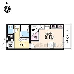 レオパレスアーバンパレス2 1Kの間取図画像